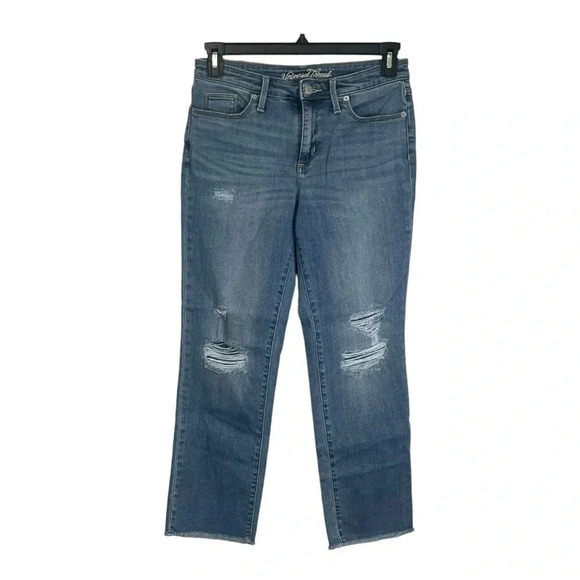 Universal Thread Distressed‎ Mid-Rise Straight Leg Jeans Women Size 6/28 - Picture 1 of 10